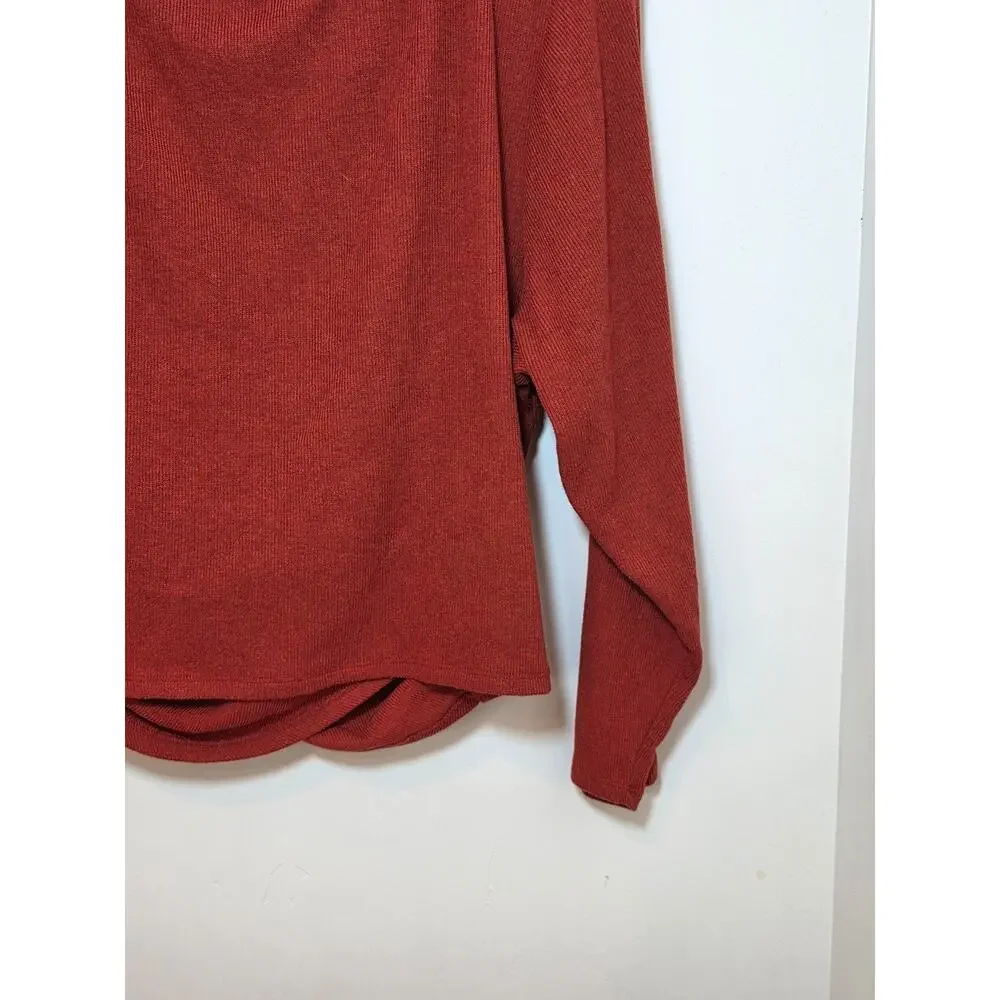Anthropologie Saturday Sunday Wrap Cropped Sweater Size 1X Burnout Orange